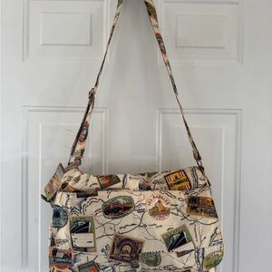 Vintage Fossil World Travel Canvas Print Bag
